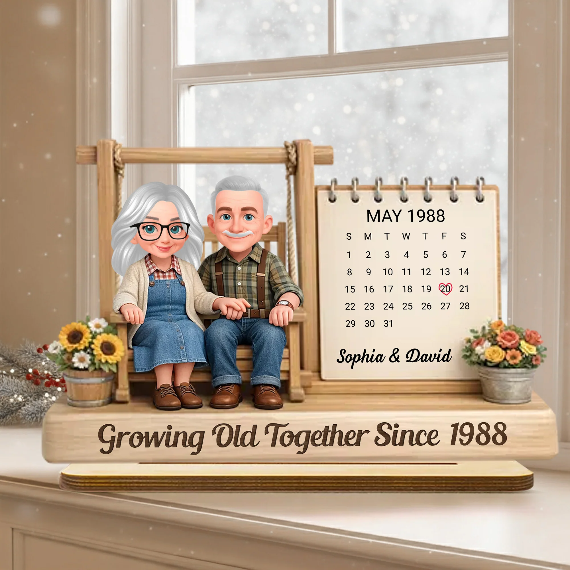 Growing Old Together Personalized 2-Layer Wooden Plaque - Sweet Couple Keepsake for Home Display, Thoughtful Gift for Him or Her - Image 2