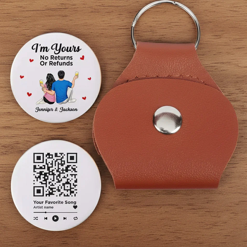 Personalized Pocket Hug with QR Code, Cute Couple Sitting Design, Unique Romantic Gift for Him or Her