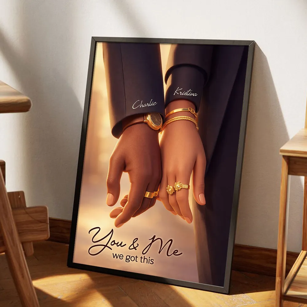 Personalized Couple Holding Hands Poster, You & Me We Got This, Warm Modern Wall Art, Unique Gift for Him or Her - Image 3
