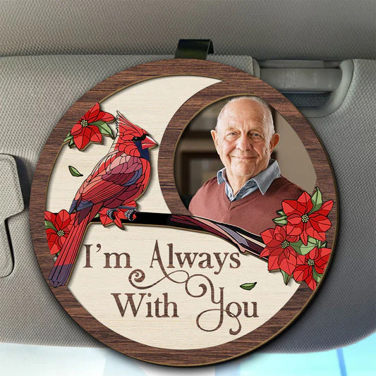 I'm Always With You Cardinal Photo 2-Layer Wooden Car Visor Clip Personalized Keepsake for a Heartwarming Gift - Image 2