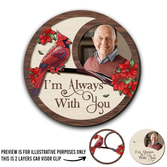 I'm Always With You Cardinal Photo 2-Layer Wooden Car Visor Clip Personalized Keepsake for a Heartwarming Gift - Image 4
