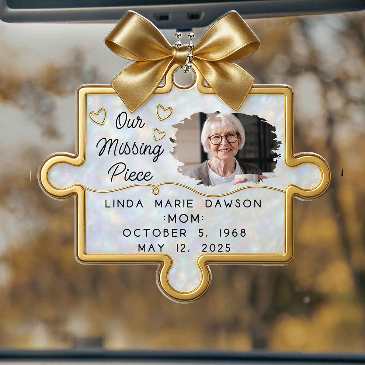 Custom Photo Acrylic Ornament with Puzzle Piece Tribute, Missing-You Keepsake Display, Unique Gift for Family - Image 3