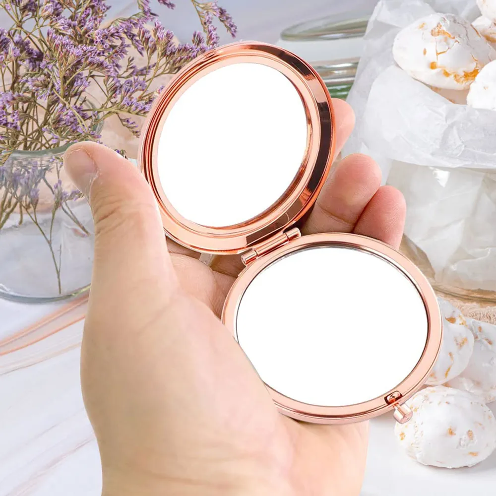 Personalized Metal Compact Mirror With Cute Cartoon Girl & Butterfly Florals - Unique Gift For Her, Purse-Ready Smile Booster - Image 6