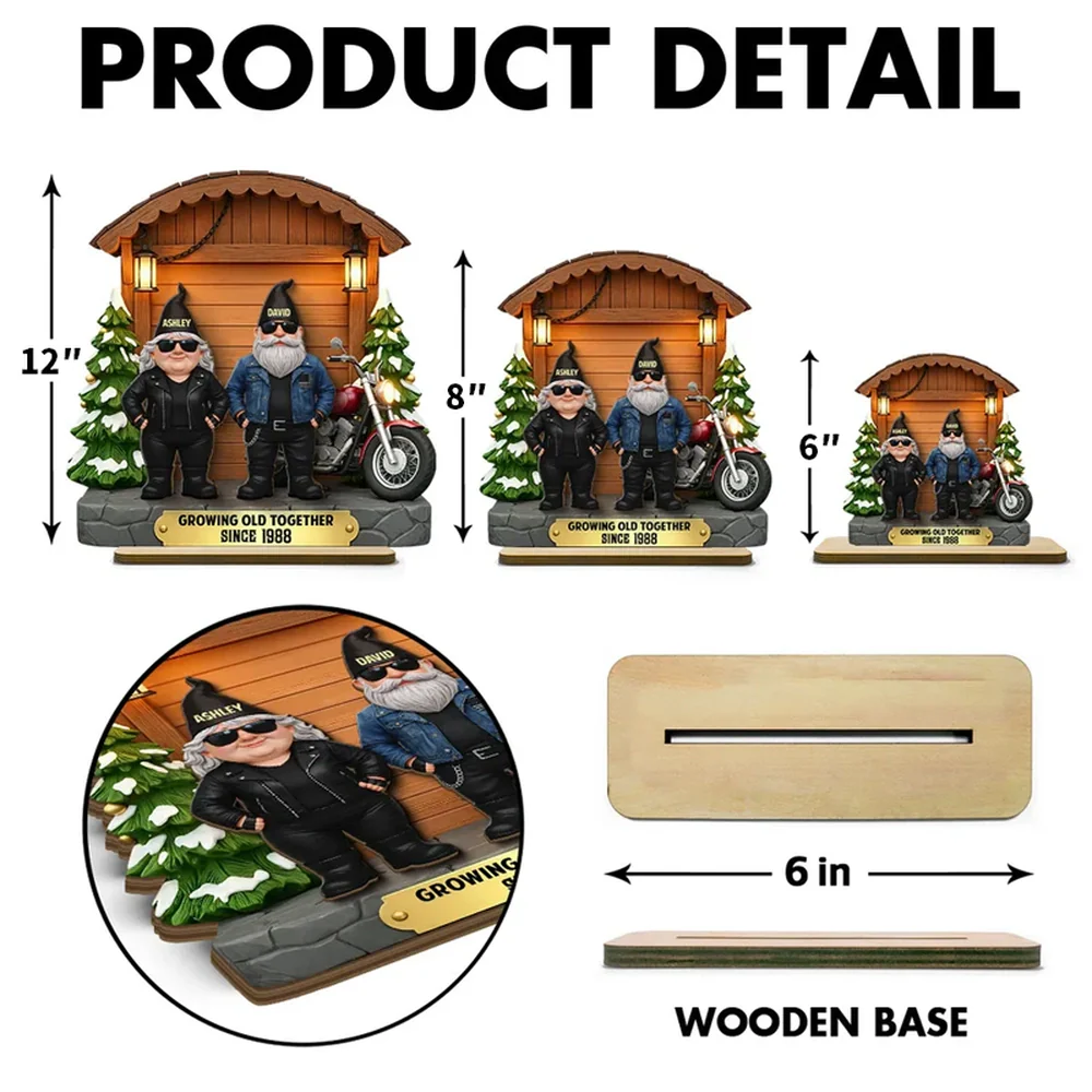 Personalized 2-Layer Wooden Plaque, Biker Couple by Motorcycle Cabin Scene, Unique Anniversary Gift for Him or Her - Image 7