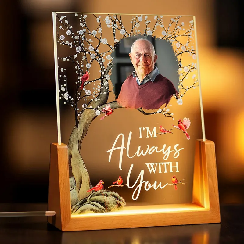 Personalized LED Light Frame With Photo And 'I'm Always With You' Soft Glow Night Gift For Loved One