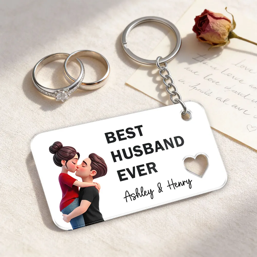 Personalized Acrylic Keychain Best Wife Ever Couple Kissing Cute Pink Charm Unique Gift for Wife - Image 4
