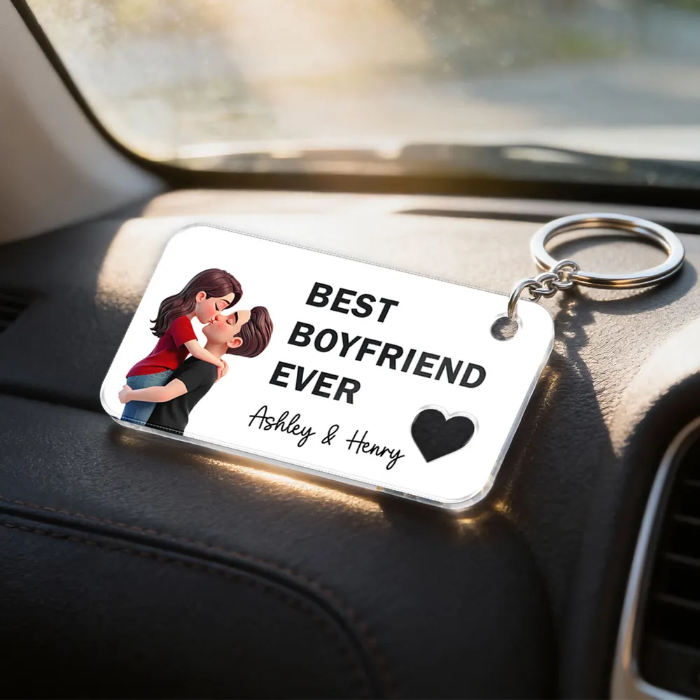 Personalized Acrylic Keychain Best Wife Ever Couple Kissing Cute Pink Charm Unique Gift for Wife - Image 5