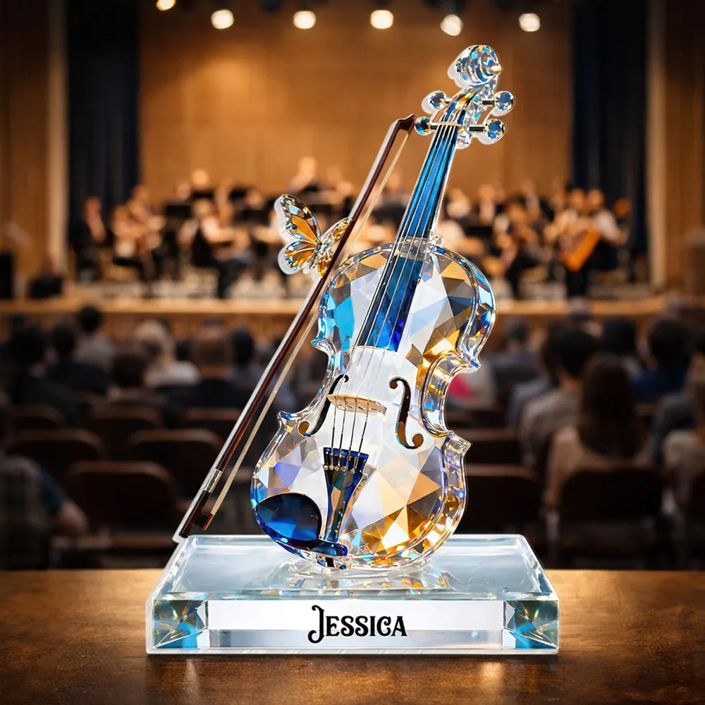 Violin Crystal-Style Shaped Acrylic Block Plaque, Personalized Music Memory Home Accent, Thoughtful Gift For Friend Or Musician - Image 5