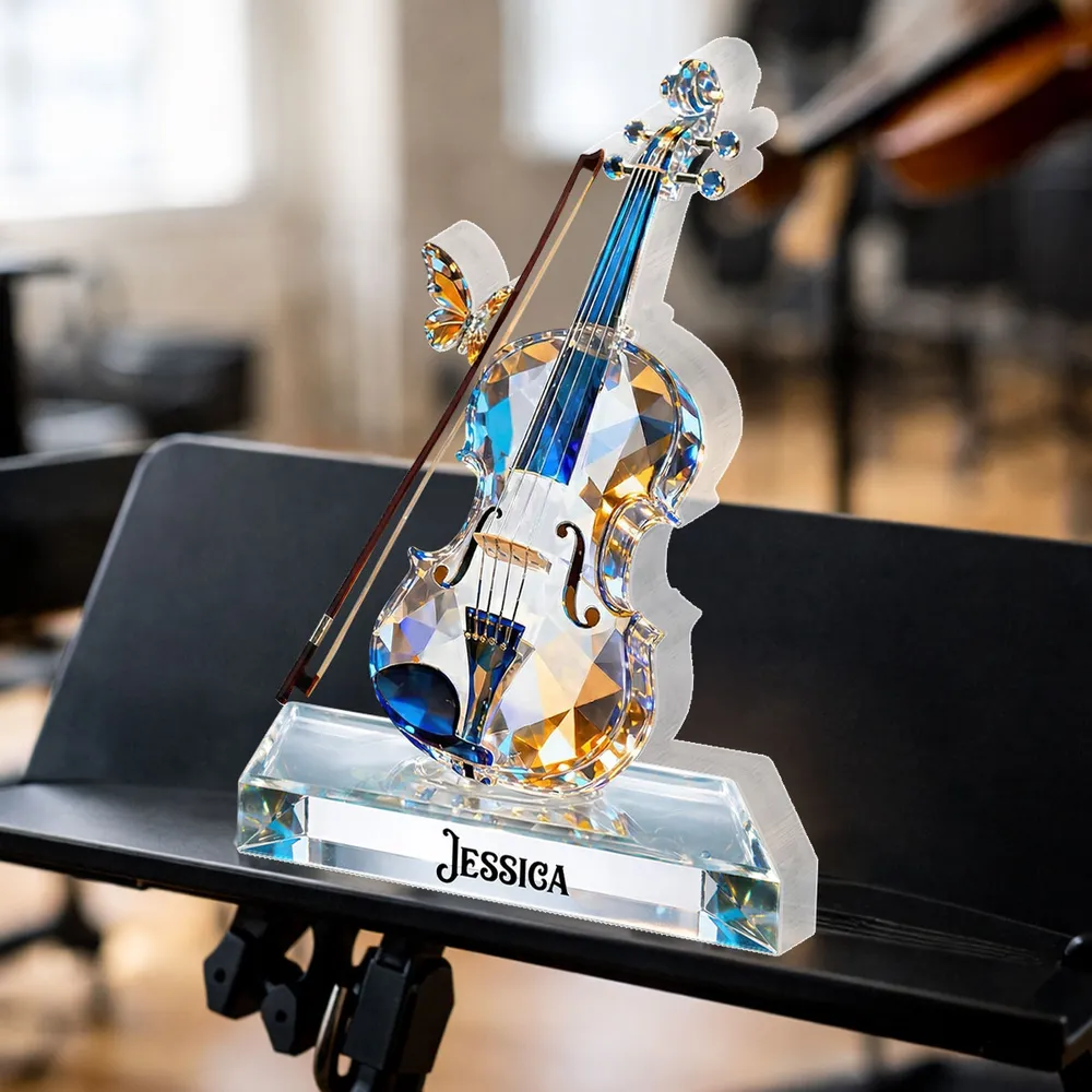 Violin Crystal-Style Shaped Acrylic Block Plaque, Personalized Music Memory Home Accent, Thoughtful Gift For Friend Or Musician - Image 6