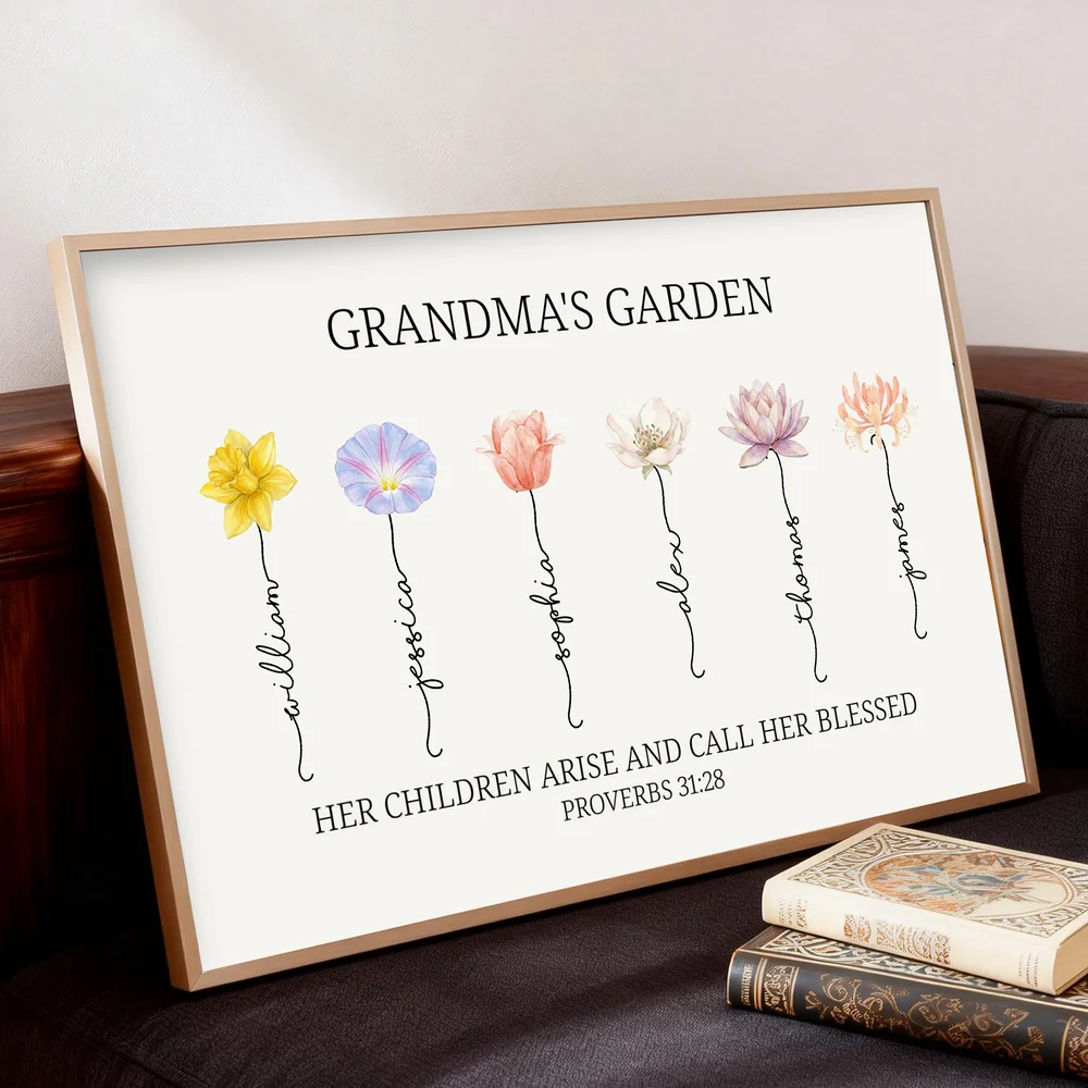 Grandma's Garden Poster Personalized Floral Name Print Family Keepsake Wall Decor A Meaningful Gift for Grandma - Image 2