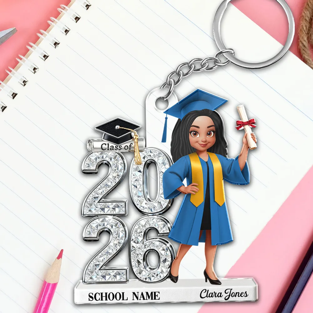 Personalized Graduation Acrylic Keychain Class of 2026 With Cap and Diploma, Unique Gift for Daughter or Son - Image 3