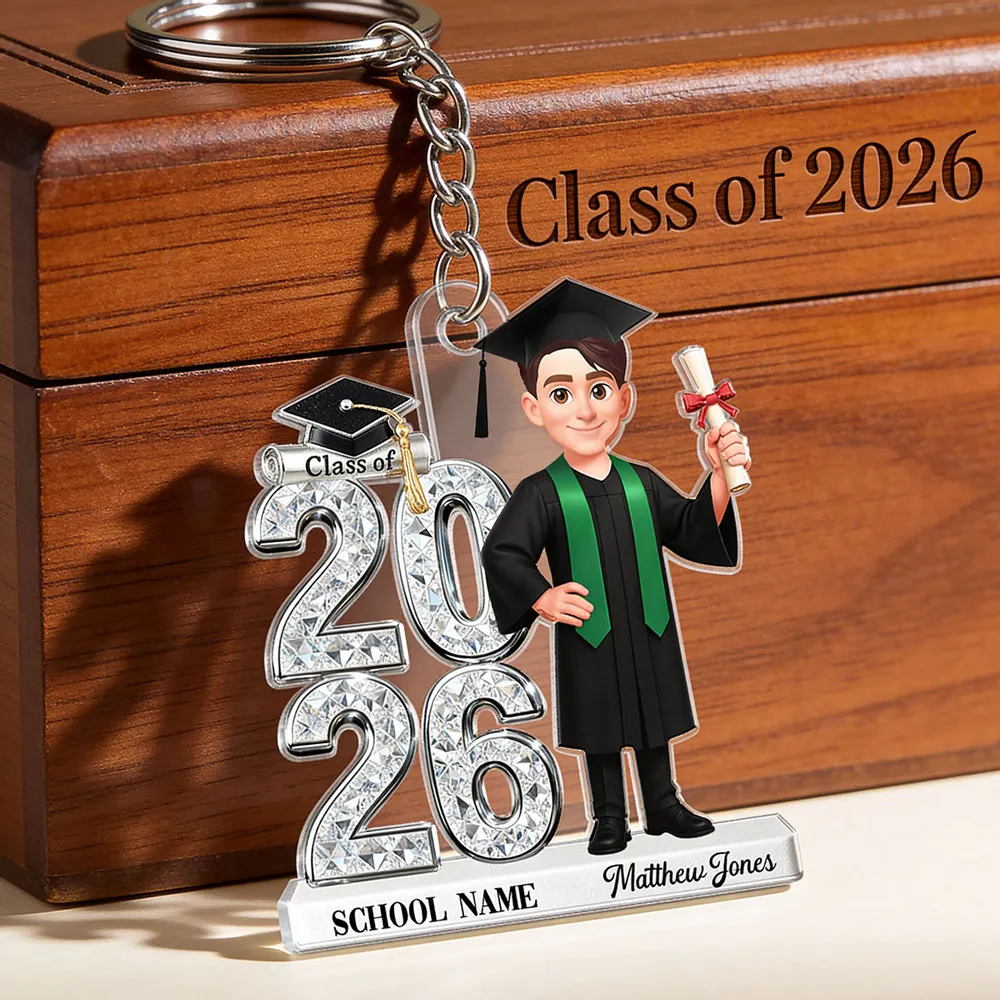 Personalized Graduation Acrylic Keychain Class of 2026 With Cap and Diploma, Unique Gift for Daughter or Son - Image 7