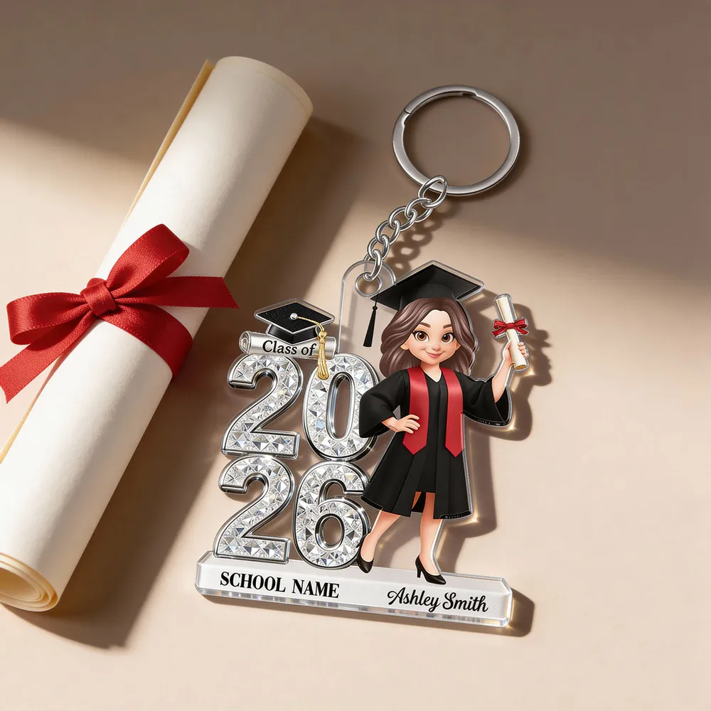 Personalized Graduation Acrylic Keychain Class of 2026 With Cap and Diploma, Unique Gift for Daughter or Son - Image 8