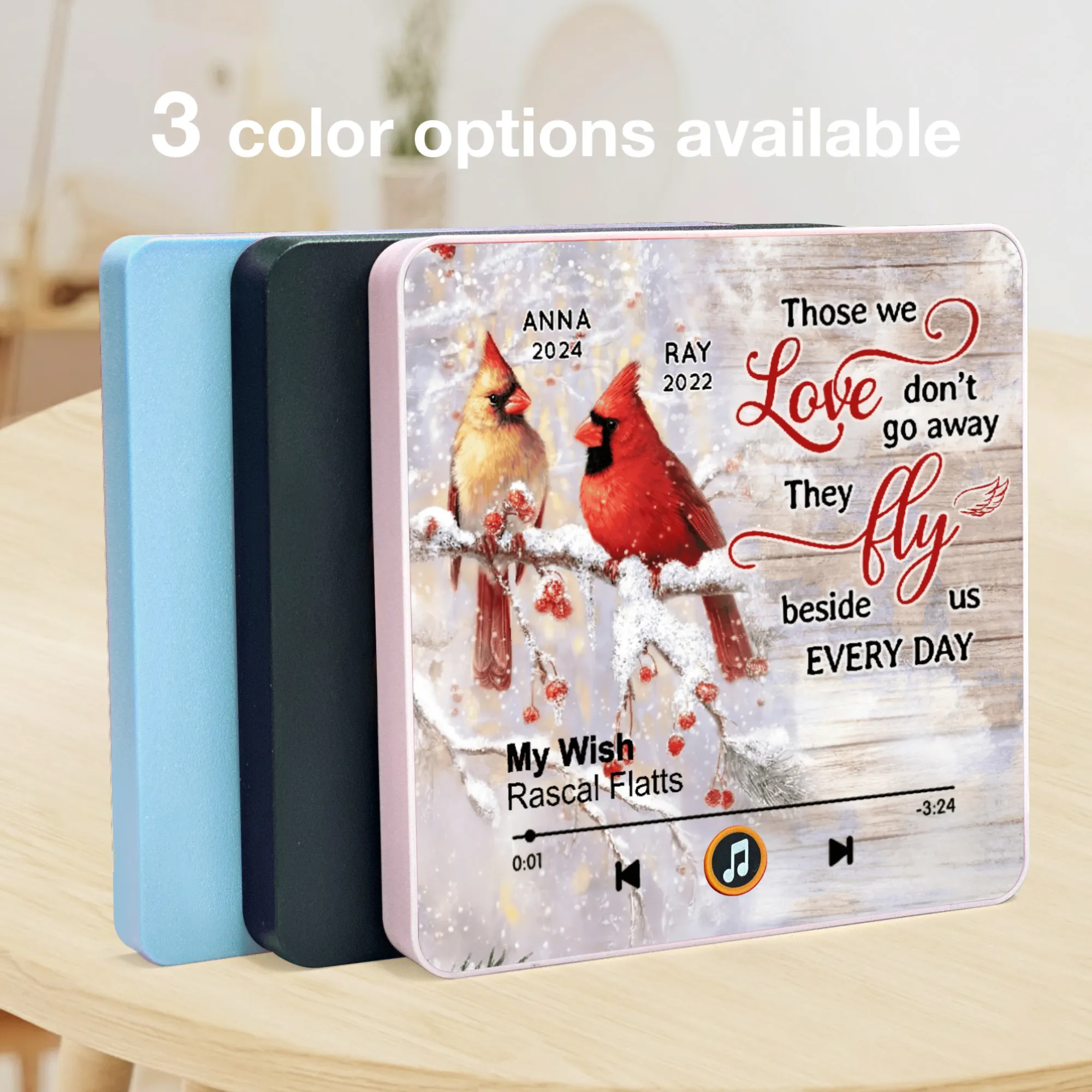 Personalized Cardinal Memorial Acrylic Music Magnet for Fridge Decor, Rustic Winter Look, Unique Sympathy Gift - Image 5