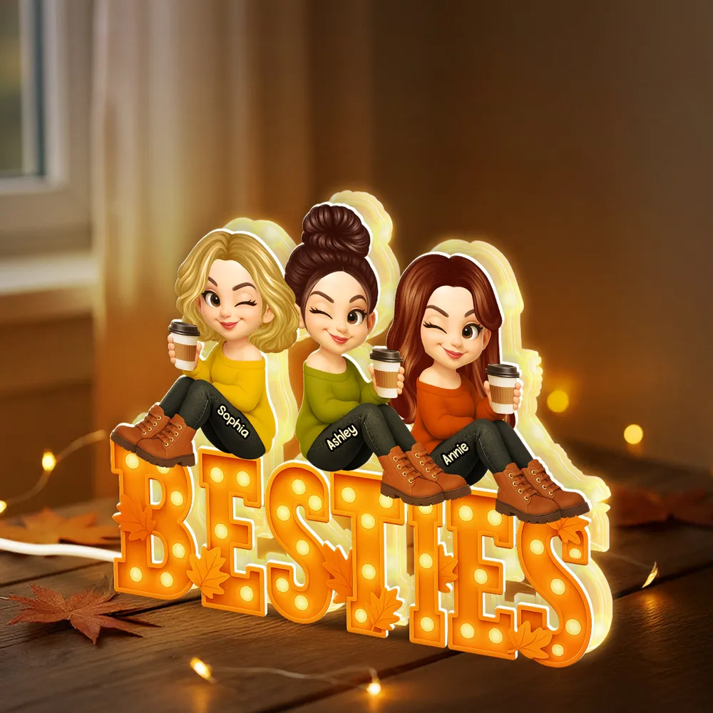Besties Acrylic Light Box Personalized Friendship Keepsake, Cozy Bedroom Bookshelf Glow, Unique Gift for Best Friends - Image 2