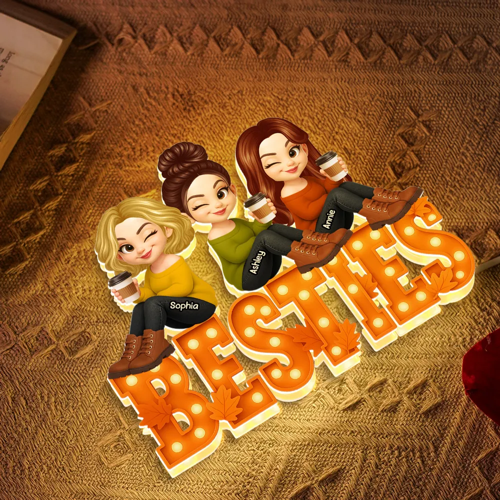 Besties Acrylic Light Box Personalized Friendship Keepsake, Cozy Bedroom Bookshelf Glow, Unique Gift for Best Friends - Image 5