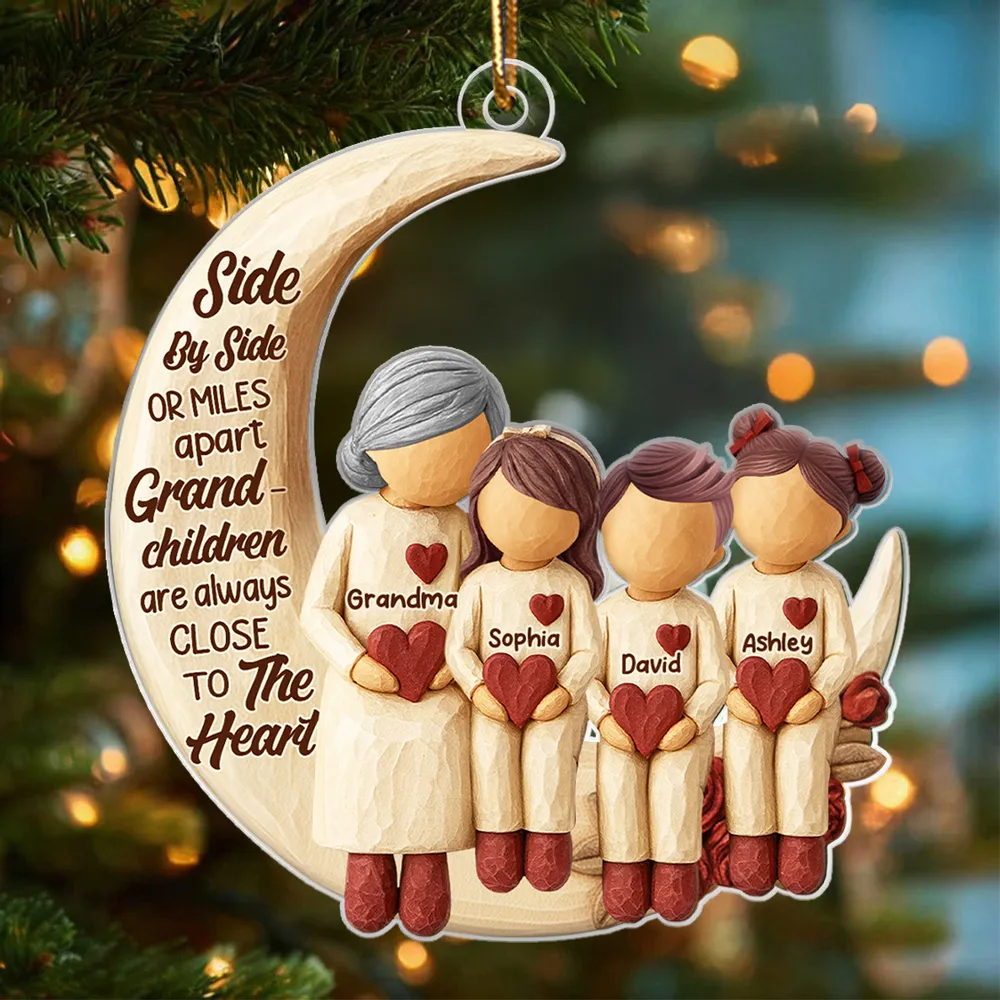 Acrylic Ornament with Grandma and Grandchild Moon Quote Heartwarming Personalized Keepsake for Long-Distance Family Unique Gift - Image 2