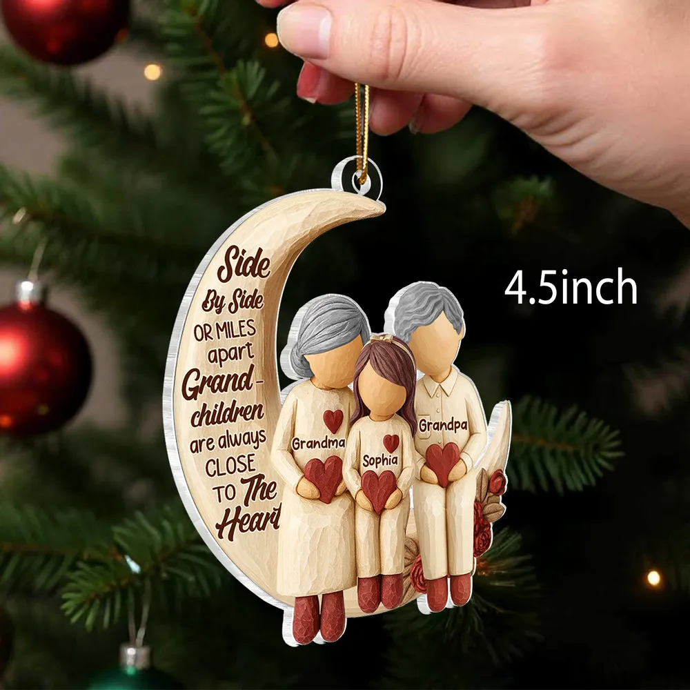 Acrylic Ornament with Grandma and Grandchild Moon Quote Heartwarming Personalized Keepsake for Long-Distance Family Unique Gift - Image 3