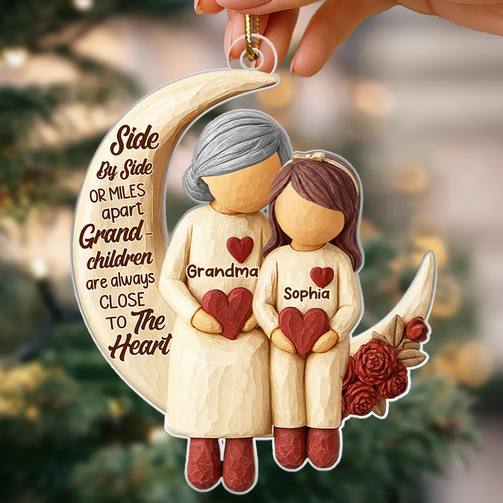 Acrylic Ornament with Grandma and Grandchild Moon Quote Heartwarming Personalized Keepsake for Long-Distance Family Unique Gift - Image 6
