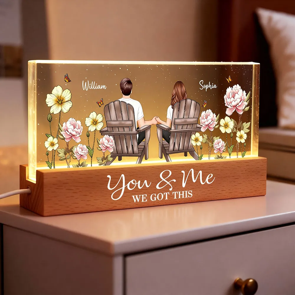 Personalized Block LED Light Plaque with Couple Holding Hands in Adirondack Chairs, Romantic Night Light Gift for Him or Her - Image 11