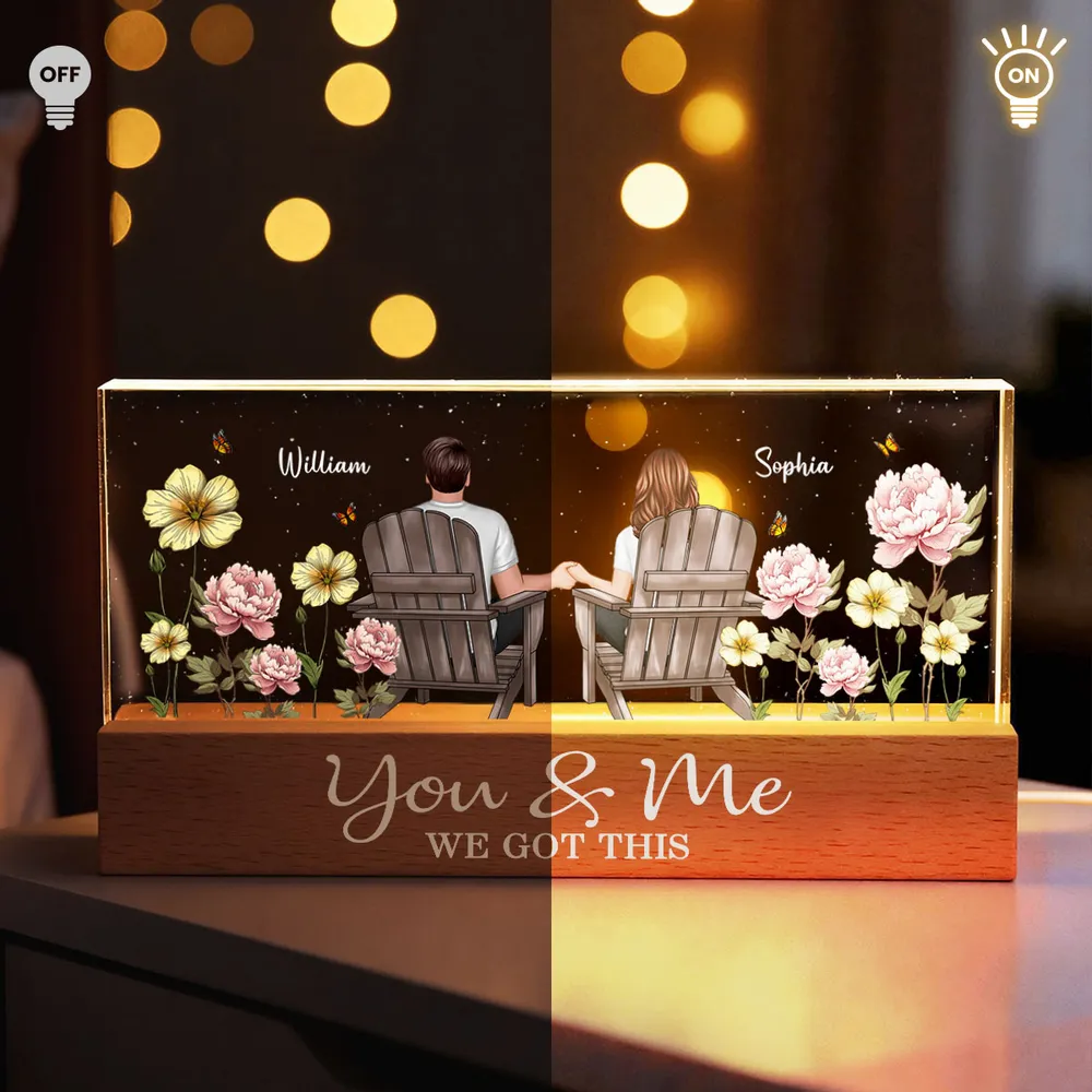 Personalized Block LED Light Plaque with Couple Holding Hands in Adirondack Chairs, Romantic Night Light Gift for Him or Her - Image 12