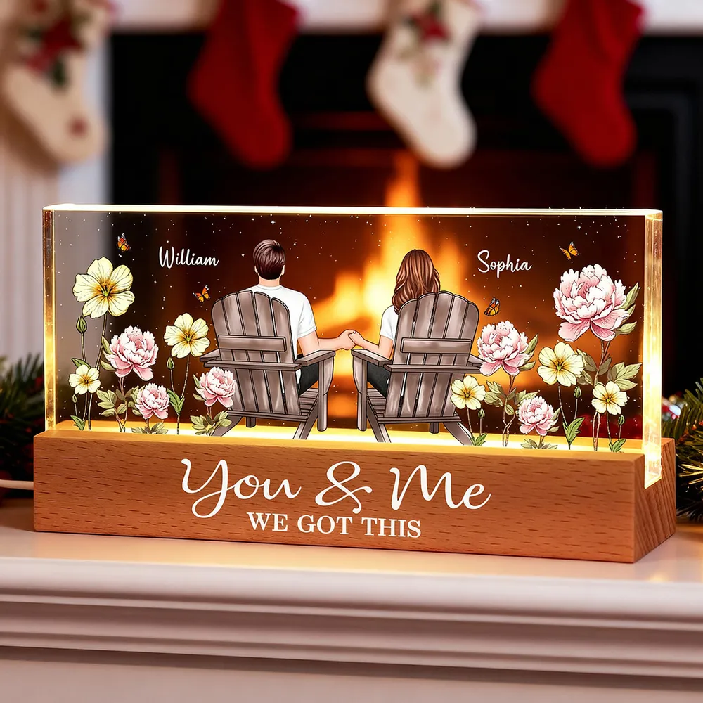 Personalized Block LED Light Plaque with Couple Holding Hands in Adirondack Chairs, Romantic Night Light Gift for Him or Her - Image 7