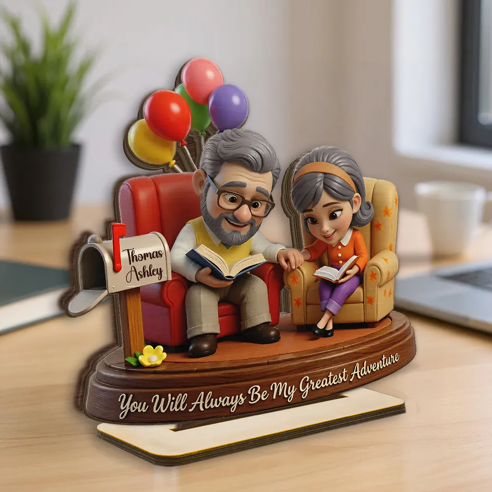 Personalized 2-Layer Wooden Plaque Reading Couple Scene With Greatest Adventure Quote - Unique Anniversary Gift For Husband Or Wife - Image 3
