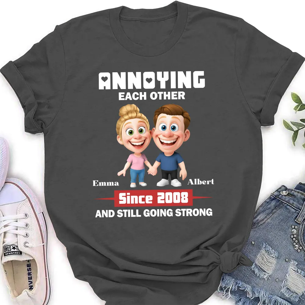 Personalized Classic Tee with Cute Couple Holding Hands - Annoying Each Other Fun Gift for Couples - Image 2