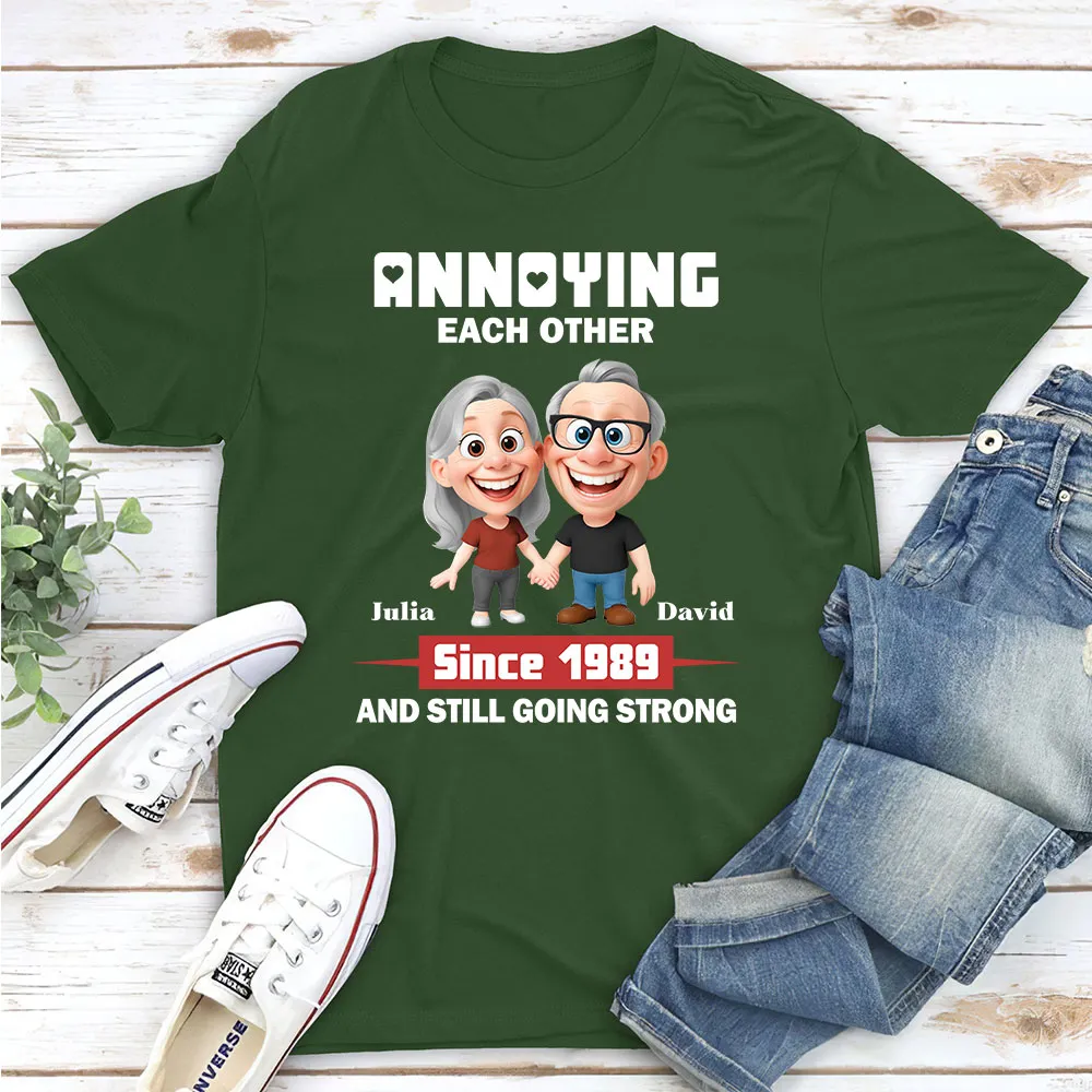 Personalized Classic Tee with Cute Couple Holding Hands - Annoying Each Other Fun Gift for Couples - Image 4