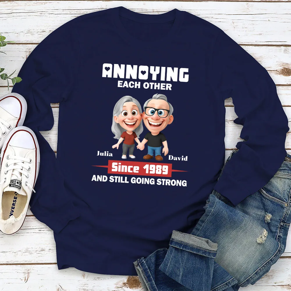 Personalized Classic Tee with Cute Couple Holding Hands - Annoying Each Other Fun Gift for Couples - Image 5