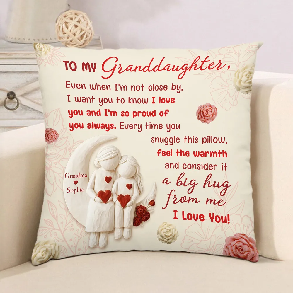 Personalized Square Pillow Grandmother and Granddaughter Hug Quote, I Want You to Know I Love You, Unique Gift - Image 5