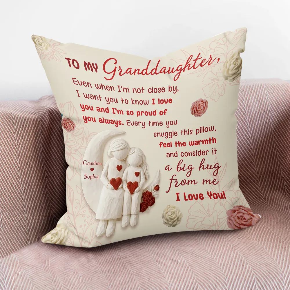 Personalized Square Pillow Grandmother and Granddaughter Hug Quote, I Want You to Know I Love You, Unique Gift - Image 6