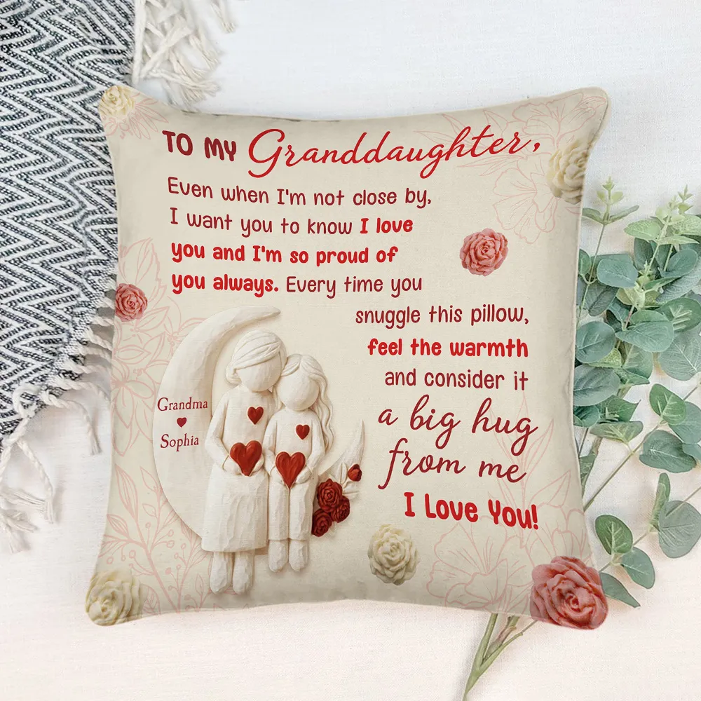 Personalized Square Pillow Grandmother and Granddaughter Hug Quote, I Want You to Know I Love You, Unique Gift - Image 7