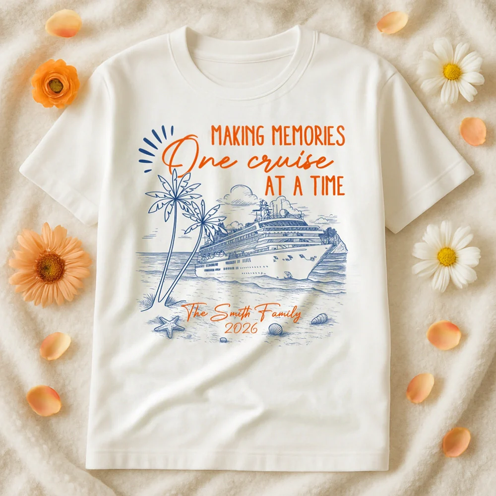 Personalized Cruise Memory Classic Tee with Ocean Liner Sketch for Travel Lovers - Unique Family Vacation Gift - Image 2