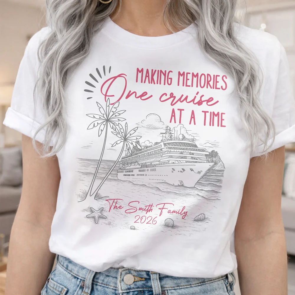 Personalized Cruise Memory Classic Tee with Ocean Liner Sketch for Travel Lovers - Unique Family Vacation Gift - Image 3