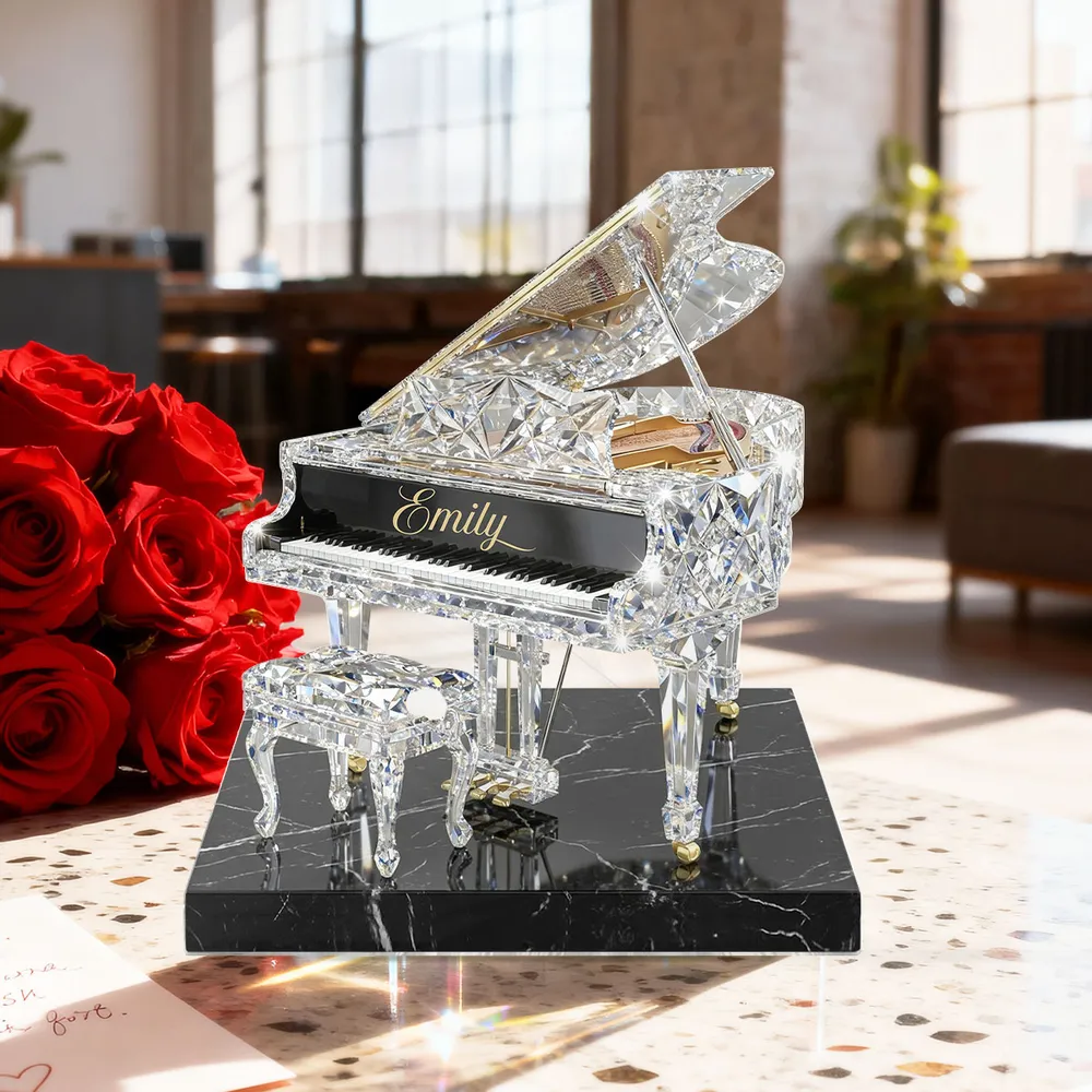 Shaped Acrylic Block Plaque with Sparkling Grand Piano Design, Personalized Keepsake for a Music Lover, Creative Gift - Image 2
