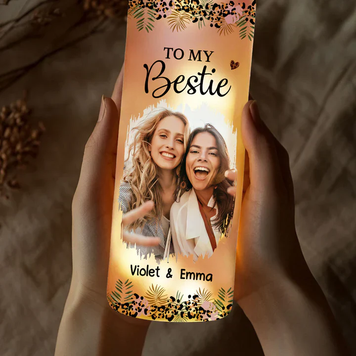 Personalized Bestie Photo Bottle Lamp With Warm Glow Cozy Bedroom Decor Unique Gift For Your Best Friend - Image 3
