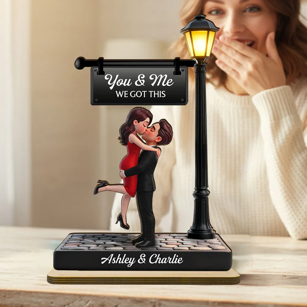 Personalized 2-Layer Wooden Plaque Couple Kissing Under Street Lamp You & Me We Got This Unique Gift For Him Or Her - Image 10