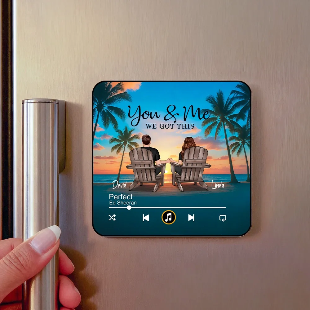 Acrylic Music Magnet Personalized You & Me Beach Sunset Couple Gift A Creative Romantic Keepsake for Anniversary or Mother's Day - Image 2