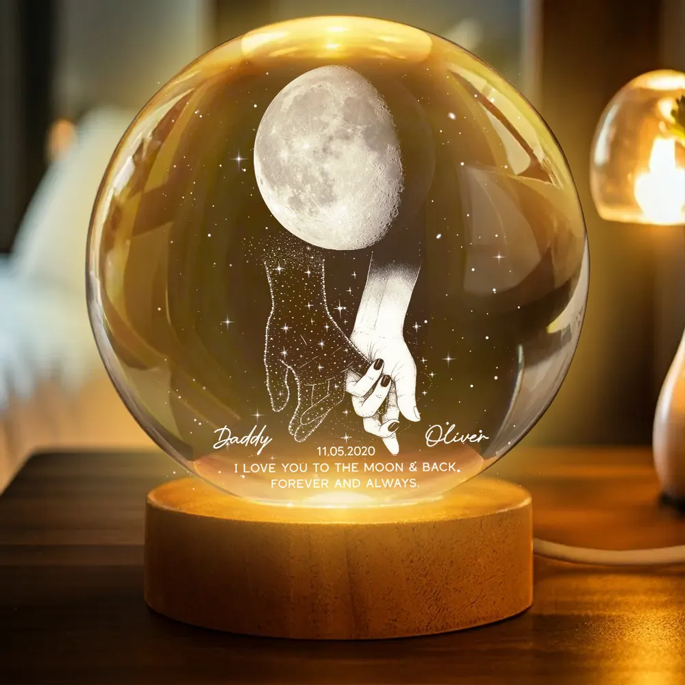 Personalized Globe Lamp with holding hands under the moon, unique memorial gift to keep them close - Image 10
