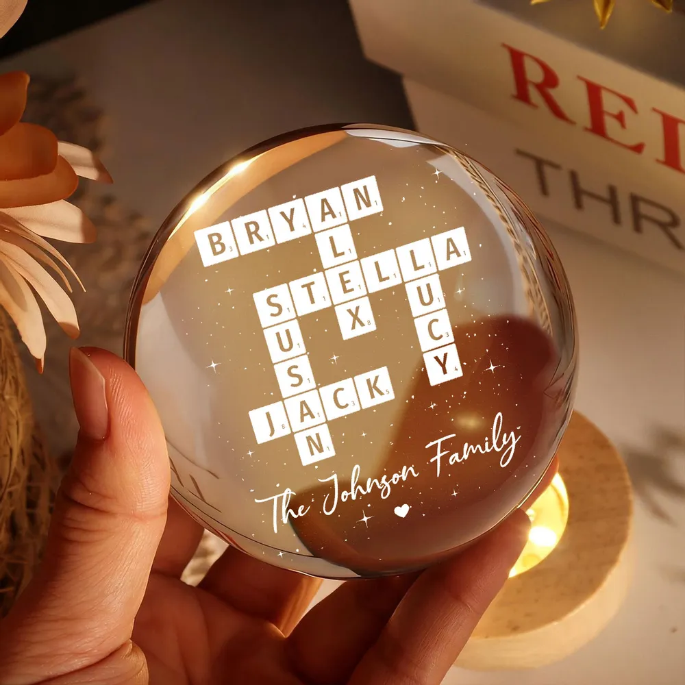 Custom Crossword Family Name Globe Lamp, Cozy Warm Light for Bedroom or Living Room, Thoughtful Unique Gift - Image 4