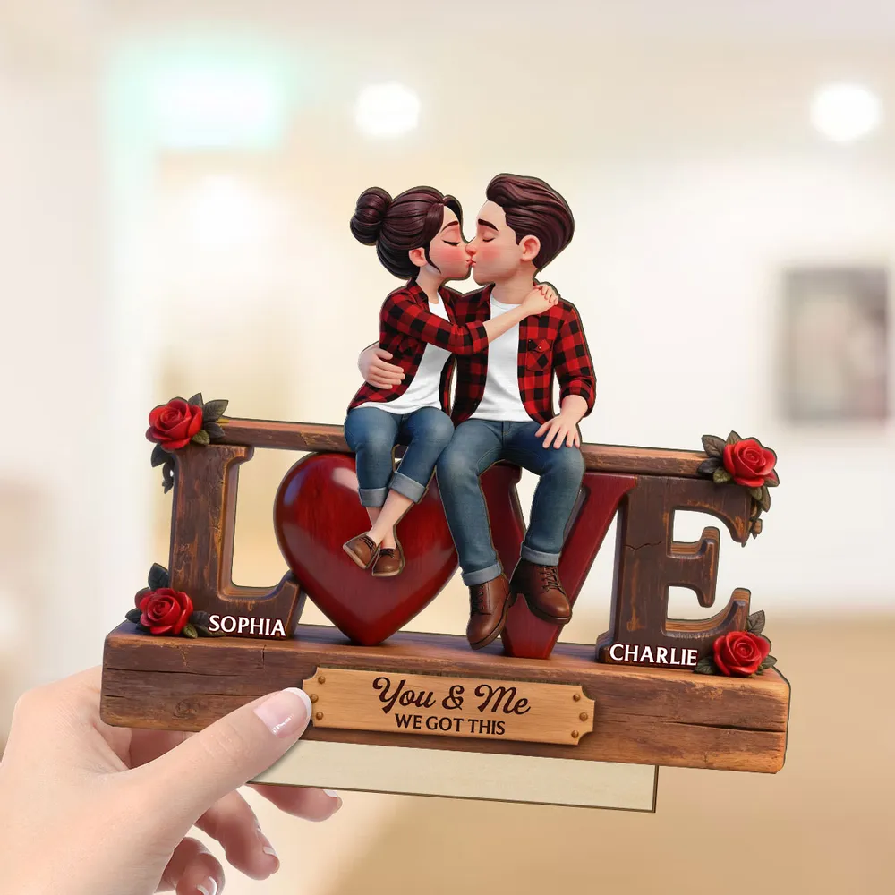 2-Layer Wooden Plaque Personalized for Couples, You & Me We Got This Kissing Scene, Sweet Romantic Keepsake, Creative Gift - Image 4