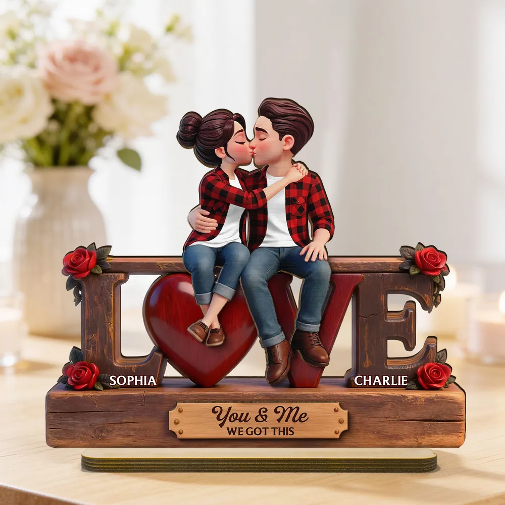 2-Layer Wooden Plaque Personalized for Couples, You & Me We Got This Kissing Scene, Sweet Romantic Keepsake, Creative Gift - Image 5