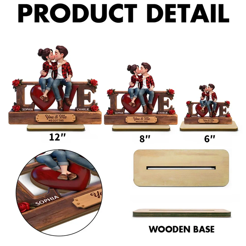 2-Layer Wooden Plaque Personalized for Couples, You & Me We Got This Kissing Scene, Sweet Romantic Keepsake, Creative Gift - Image 7