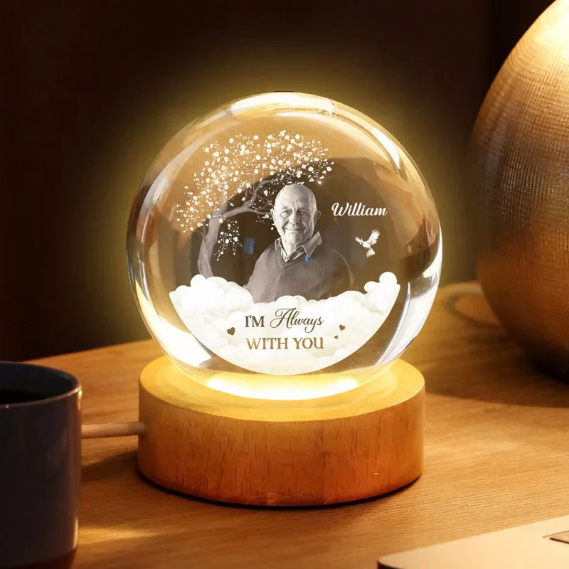 Personalized Memorial Globe Lamp With Photo Style Tribute - Warm Nightstand Glow, Unique Sympathy Gift - Image 4