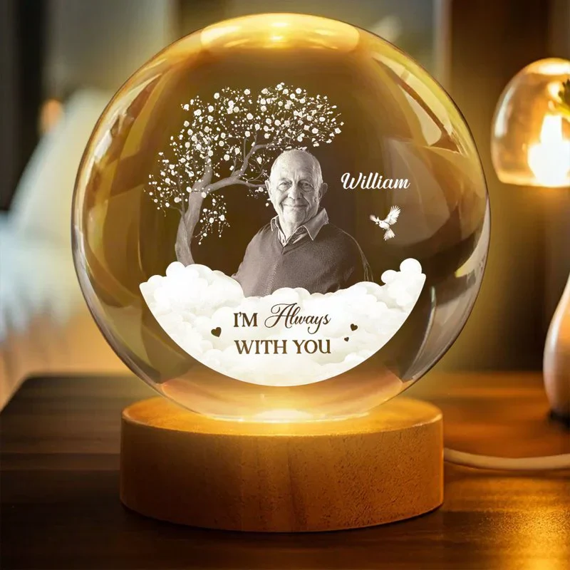 Personalized Memorial Globe Lamp With Photo Style Tribute - Warm Nightstand Glow, Unique Sympathy Gift - Image 5