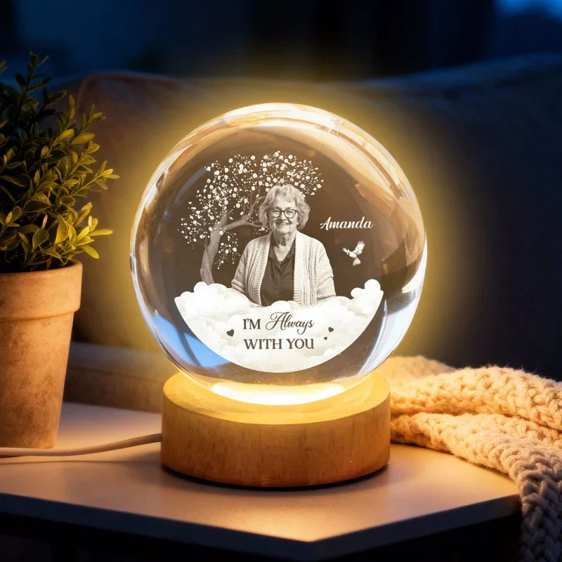 Personalized Memorial Globe Lamp With Photo Style Tribute - Warm Nightstand Glow, Unique Sympathy Gift - Image 6