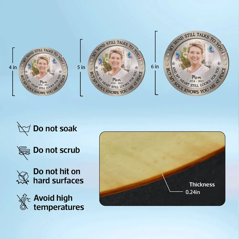 Personalized Car Visor Clip With Photo, My Mind Still Talks To You Memorial Gift For Mom - Image 5
