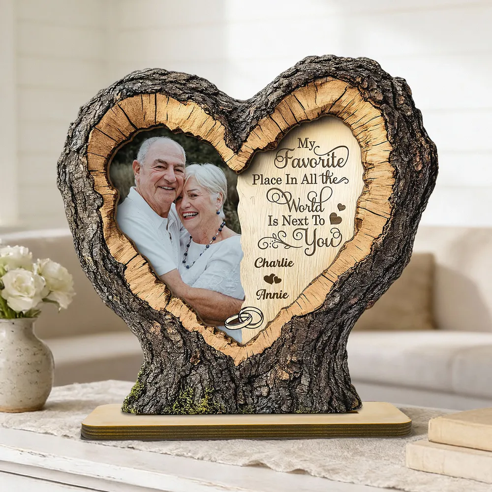 Personalized 2-Layer Wooden Plaque With Couple Photo and Heart Quote, Romantic Living Room Display, Unique Gift - Image 2