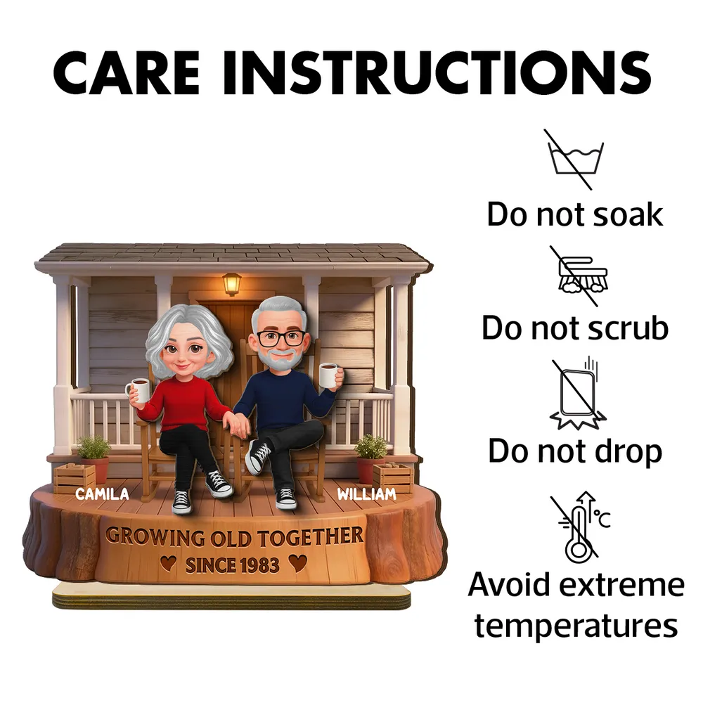 Personalized 2-Layer Wooden Plaque, Couple Holding Hands on a Cozy Front Porch, Growing Old Together, Unique Gift for Him & Her - Image 5